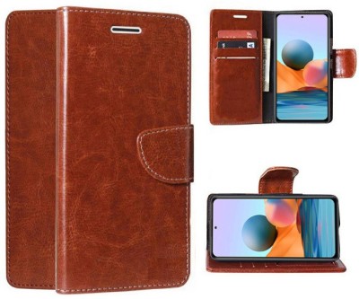 Fresca Flip Cover for Redmi Note 10 Pro, Redmi Note 10 Pro Max(Brown, Shock Proof, Pack of: 1)