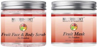 Nutriment Fruit Face & Body Scrub,250gm and Mask,300gm, Suitable Al Skin Types, No Paraben, PACK OF 2(2 Items in the set)