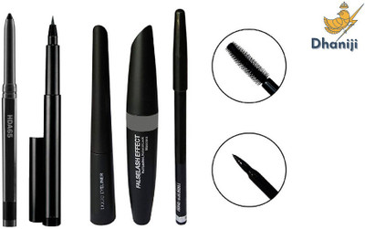 Dhaniji Smudge Proof Beauty Kajal & Eyeliner , Mascara ,(5 Items in the set)