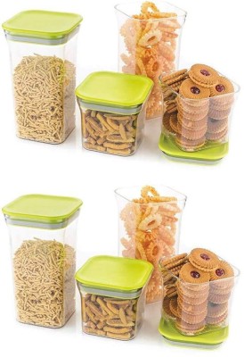 Solomon Plastic Grocery Container  - 1100 ml, 600 ml(Pack of 8, Green)