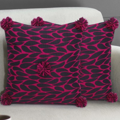 Mezposh Paisley Cushions Cover(Pack of 2, 40 cm*40 cm, Pink, Black)