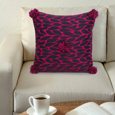 Mezposh Paisley Cushions Cover(40 cm*40 cm, Pink, Black)