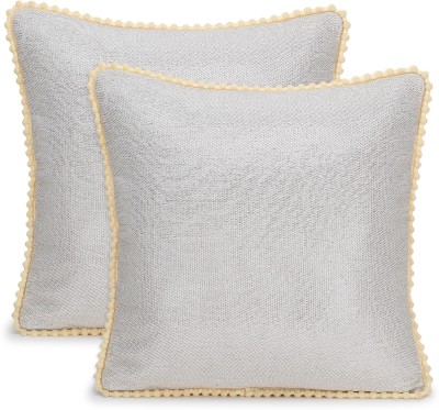 Mezposh Self Design Cushions Cover(Pack of 2, 40 cm*40 cm, Silver)