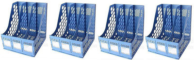 Cpixen 3 Compartments PLASTIC FILE RACK HOLDER(Blue)