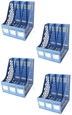 SOCHEP 3 Compartments PLASTIC FILE RACK HOLDER(Multicolor)