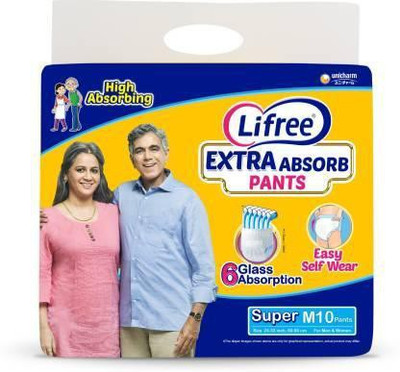LIFREE Extra Absorb Pant Diaper For Men And Women Adult Diapers - M(10 Pieces)