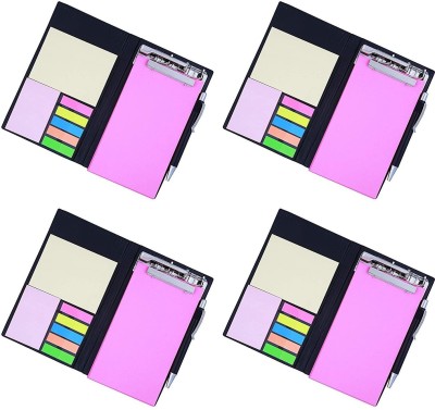 COI Memo Note Pad/Memo Note Book with Sticky Notes & Clip Holder in Diary Style (Pink) - Set of 4 Pocket-size Memo Pad UNRULED 50 Pages(Pink, Pack of 4)