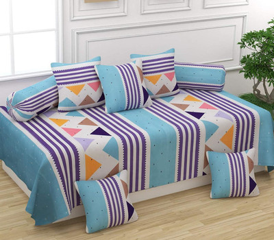 MAHI TEXTILES Cotton Abstract Diwan Set(Multicolor)
