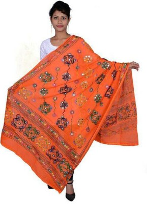 Gopveer Cotton Blend Embroidered, Embellished Women Dupatta