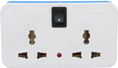 BAJAJ 4 Way Multiplug 6A 11004 Three Pin Plug(White)