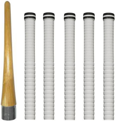 Raider Pair of Five Cricket Bat White grip (XR) + 1 wooden cone (gripper) Ultra Tacky(Pack of 6)