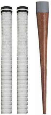 Y2M Set of 2 Cricket Bat White grip + 1 wooden cone (griper) Ultra Tacky(Pack of 3)