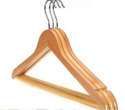 Connectwide Luxury Natural Wooden Coat Hangers, Wooden Shirt Pack of 3 Hangers For  Shirt(Brown)