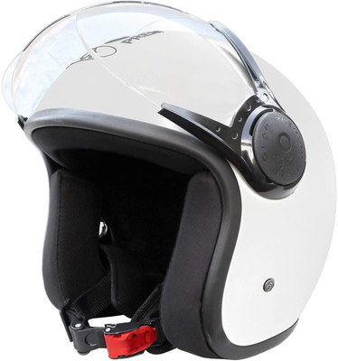 O2 STAR Unisex Open Face Helmet with Clear Scratch Resistant Visor, Adjustable Strap Motorbike Helmet(White)