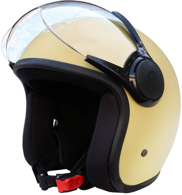 O2 STAR Unisex Open Face Helmet with Clear Scratch Resistant Visor, Adjustable Strap Motorbike Helmet(Khaki)