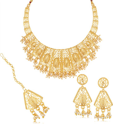 Sukkhi Alloy Gold-plated Gold Jewellery Set(Pack of 3)