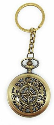 Arkanum Compass Shaped Pocket Watch Keychain Key Chain