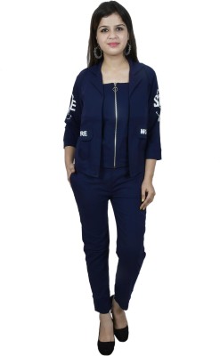 MTKUKI Girls Party(Festive) Jacket Pant, Top(Dark Blue)