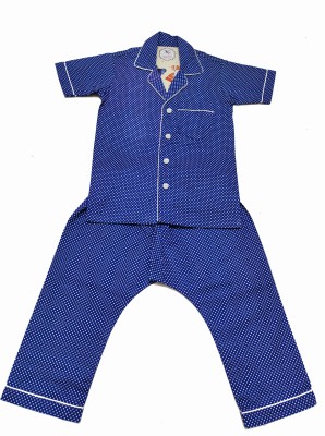 Cut & Stitch FASHION STUDIO Kids Nightwear Girls Checkered Cotton(Blue Pack of 1)