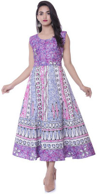 RAJDEVI JAIPUR PRINTS Women A-line Multicolor Ankle Length Dress