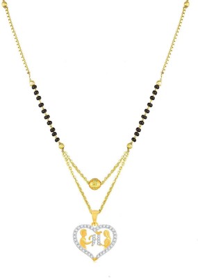 Kanak Jewels Couple Mangalsutra letter H Gold plated Valentine Latest American Diamond for Women Girls Girlfriend Couples Lovers Design pendant alphabet Cubic Zirconia Brass Chain Mangalsutra Brass Mangalsutra