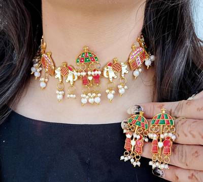 New Trending Handmade Mina Work Beads Gold plated Plated Alloy