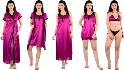 SENSLIFE Women Nighty Set(Pink)