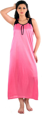 SENSLIFE Women Nighty with Robe(Pink)