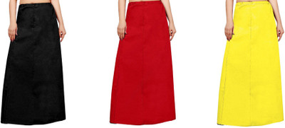 FABMORA COMBO-PTC-3- Black - Red - Yellow Pure Cotton Petticoat(Free)
