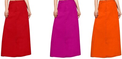 FABMORA COMBO-PTC-3- Red - Pink - Orange Pure Cotton Petticoat(Free)