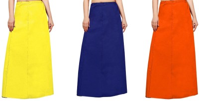 FABMORA COMBO-PTC-3- Yellow - Royal Blue - Orange Pure Cotton Petticoat(Free)