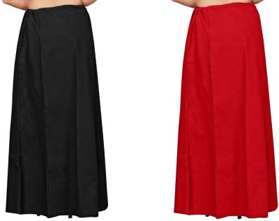 FABMORA COMBO-PTC-2 - Black - Red Pure Cotton Petticoat(Free)