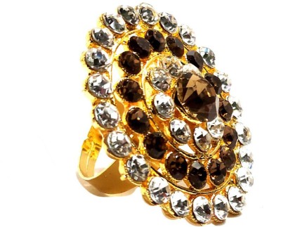 izone store Stones Studded Gold Plated Wedding & Partywear Rings Zinc, Alloy Crystal Gold Plated Ring
