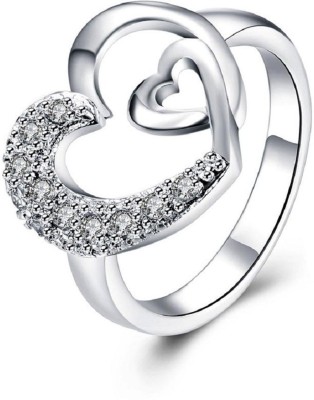 Via Mazzini Proposal Joyful Heart In Heart Ring (Ring0321) US Size - 7 Metal Cubic Zirconia Silver Plated Ring