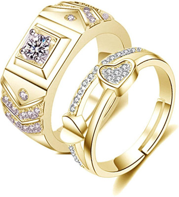 MYKI Stainless Steel Swarovski Zirconia Gold Plated Ring