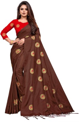 Rupali Enterprise Embroidered Bollywood Silk Blend Saree(Brown)