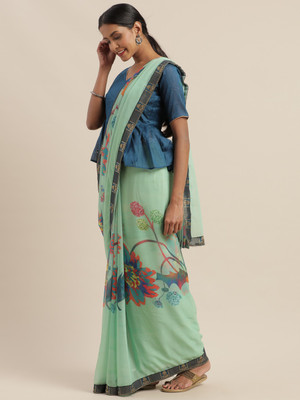 Shavya Self Design Bollywood Georgette Saree(Green)