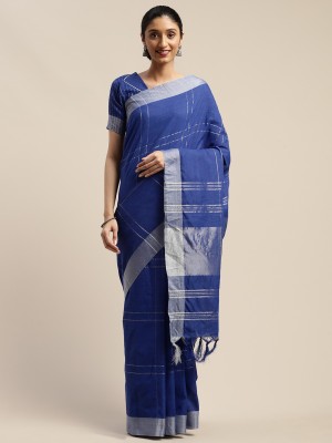 KULNAARI Self Design Bollywood Cotton Blend Saree(Blue)