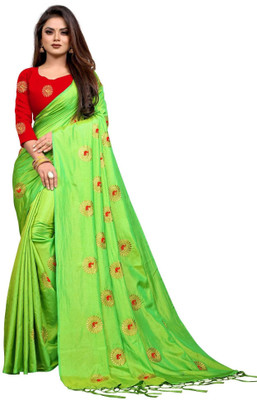 Achintyah Embroidered Bollywood Silk Blend Saree(Multicolor)