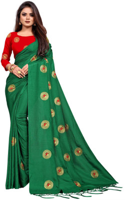 Vartul Enterprise Embroidered Bollywood Silk Blend Saree(Multicolor)
