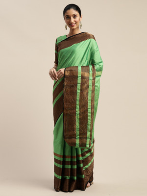 BOVTY Self Design Bollywood Art Silk Saree(Green)