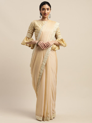 Shavya Self Design Bollywood Chiffon Saree(Gold)