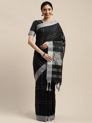 KULNAARI Printed Bollywood Cotton Blend Saree(Black)