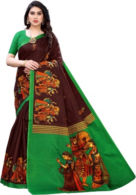 Tilak International Printed Daily Wear Georgette Saree(Green)