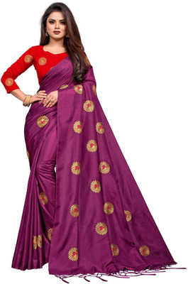 Vartul Enterprise Embroidered Bollywood Silk Blend Saree(Multicolor)