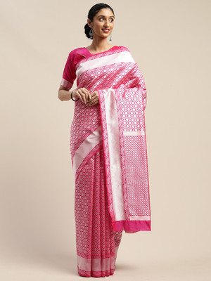 Shavya Self Design Bollywood Silk Blend Saree(Pink)