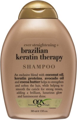 ogx Brazillian Keratin Smooth Shampoo 385ml- keratin proteins to help strengthen and soften the hair(385 ml)