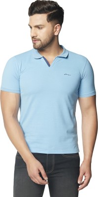 HEUGEN Solid Men Polo Neck Blue T-Shirt