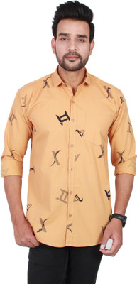 COTnZIP Men Solid Casual Yellow Shirt