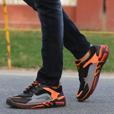 Durcus RUNNING SHOES,GYM SHOES,SPORTS SHOES,TRAINING SHOES,WALKING SHOES Running Shoes For Men(Black, Orange)